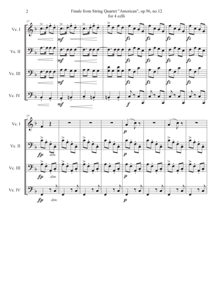 Dvorak - Finale from “America” String Quartet No.12 in F, Op.96 “America” for 4 celli