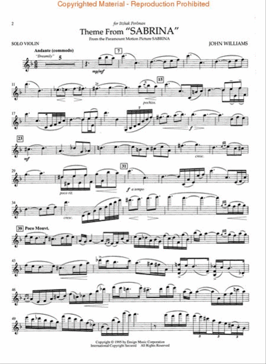 Theme from Sabrina Violin Solo scores gallery preview page 3