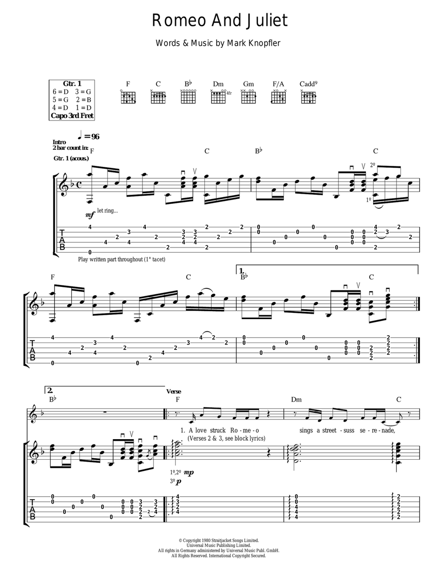 Romeo And Juliet Acoustic Guitar scores gallery preview page 1
