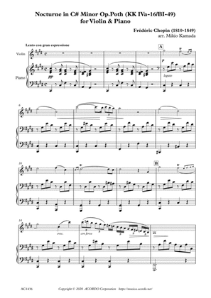 Nocturne in C# Minor Op.Poth (KK IVa-16/BI-49) for Violin & Piano