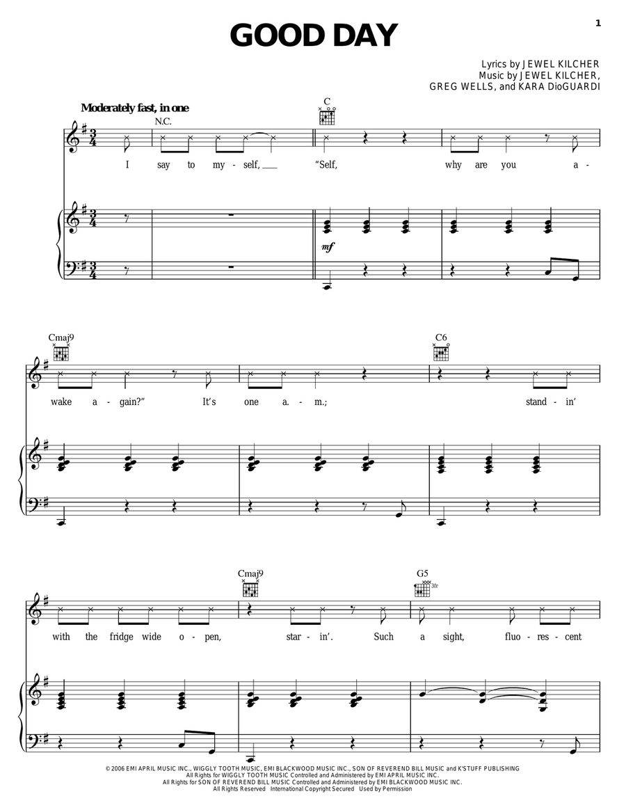 Good Day Piano, Vocal, Guitar scores gallery preview page 1