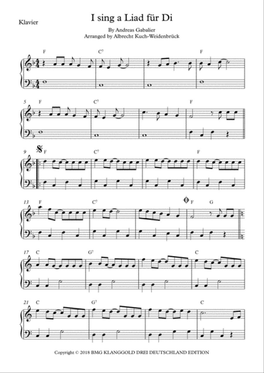 I Sing A Liad Fuer Di Easy Piano scores gallery preview page 1