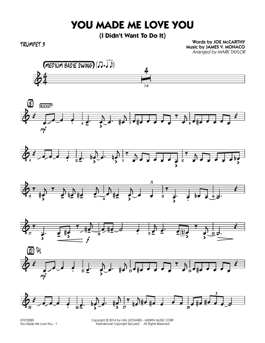 You Made Me Love You (I Didn't Want to Do It) - Trumpet 3