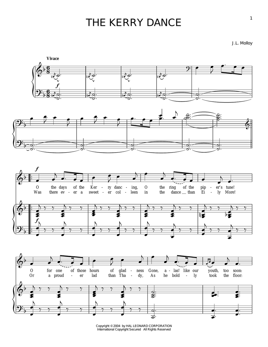 Kerry Dance Piano, Vocal, Guitar scores gallery preview page 1