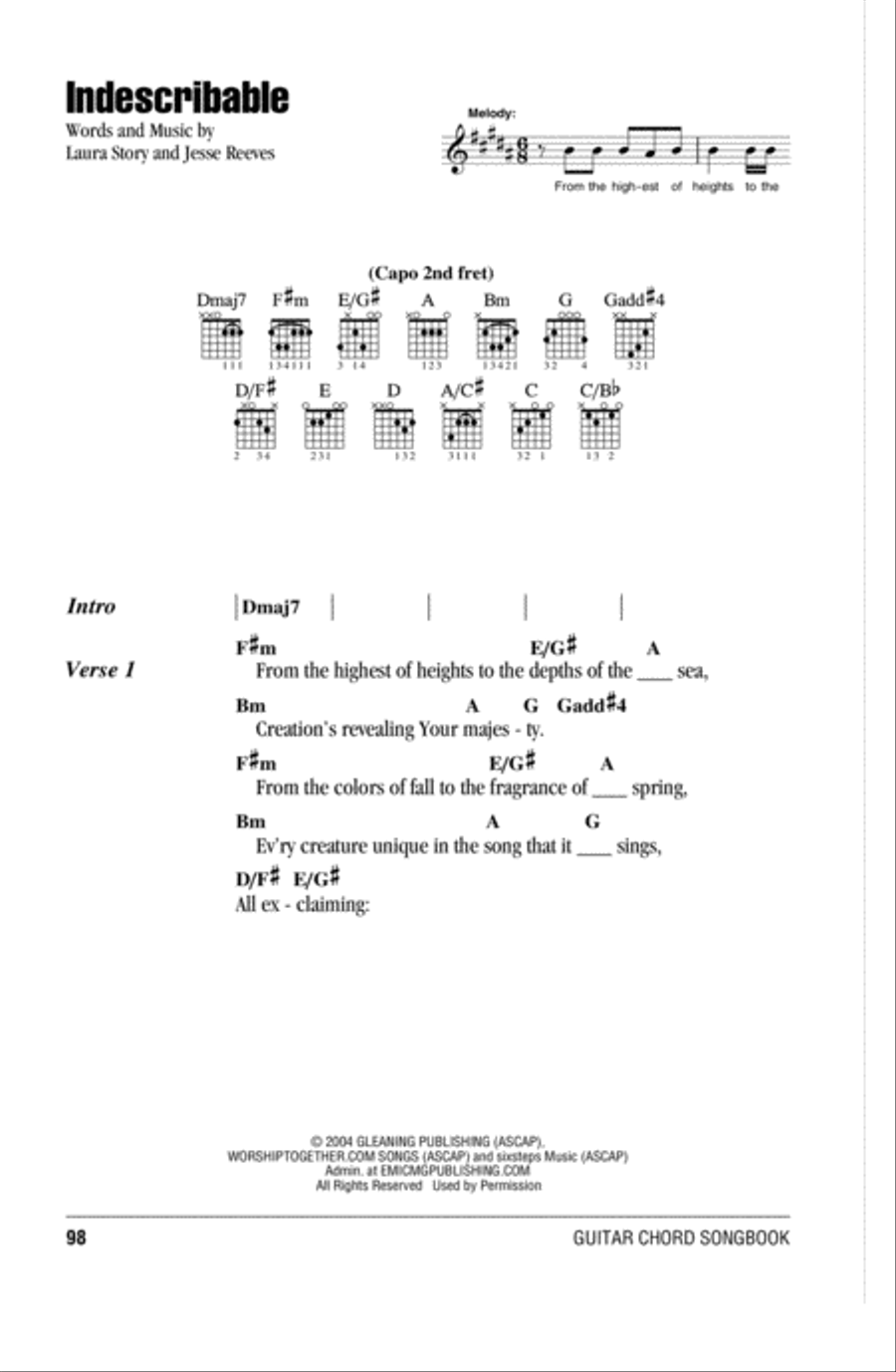 Indescribable Acoustic Guitar scores gallery preview page 1
