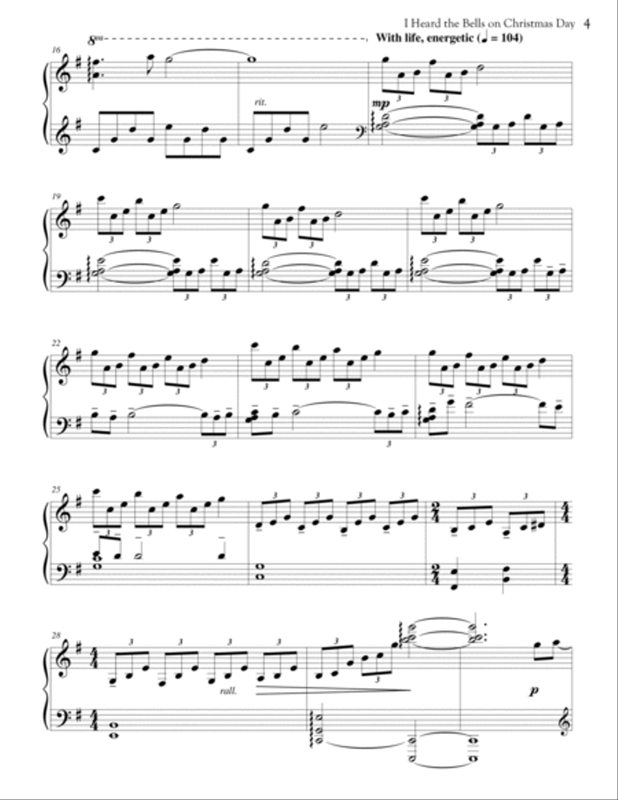 I Heard the Bells on Christmas Day Piano Solo scores gallery preview page 4