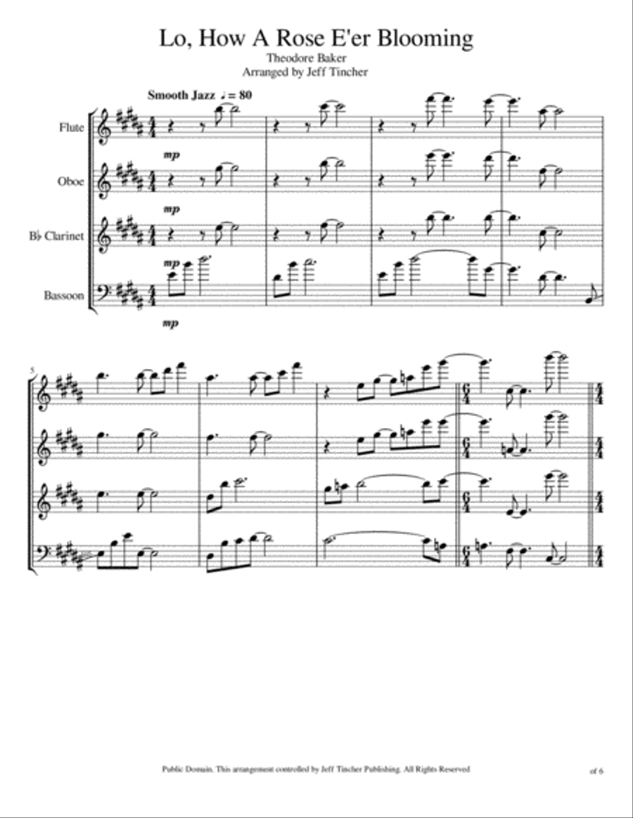 Lo, How A Rose E'er Blooming Woodwind Quartet scores gallery preview page 2