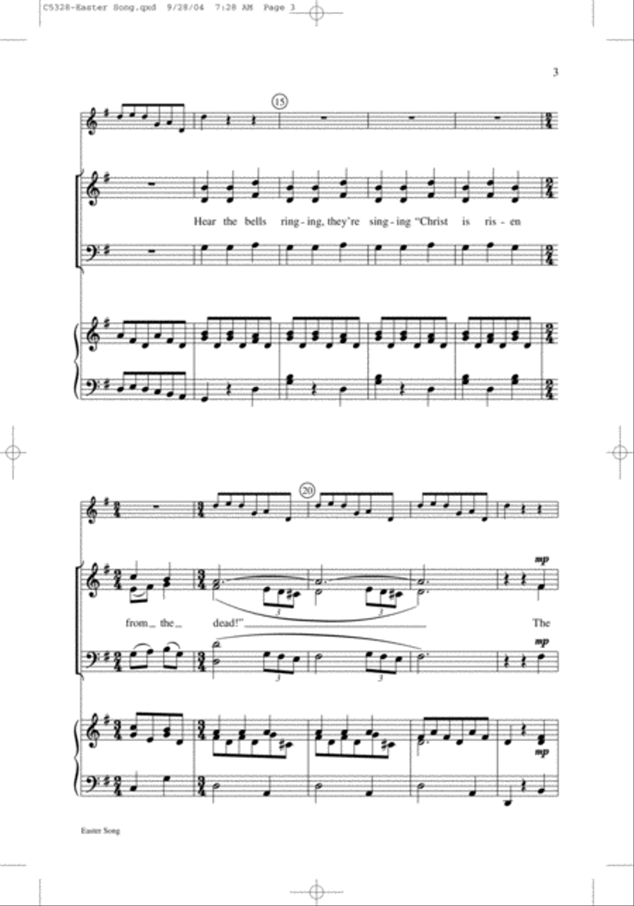 Easter Song Easter Song 4-Part scores gallery preview page 3