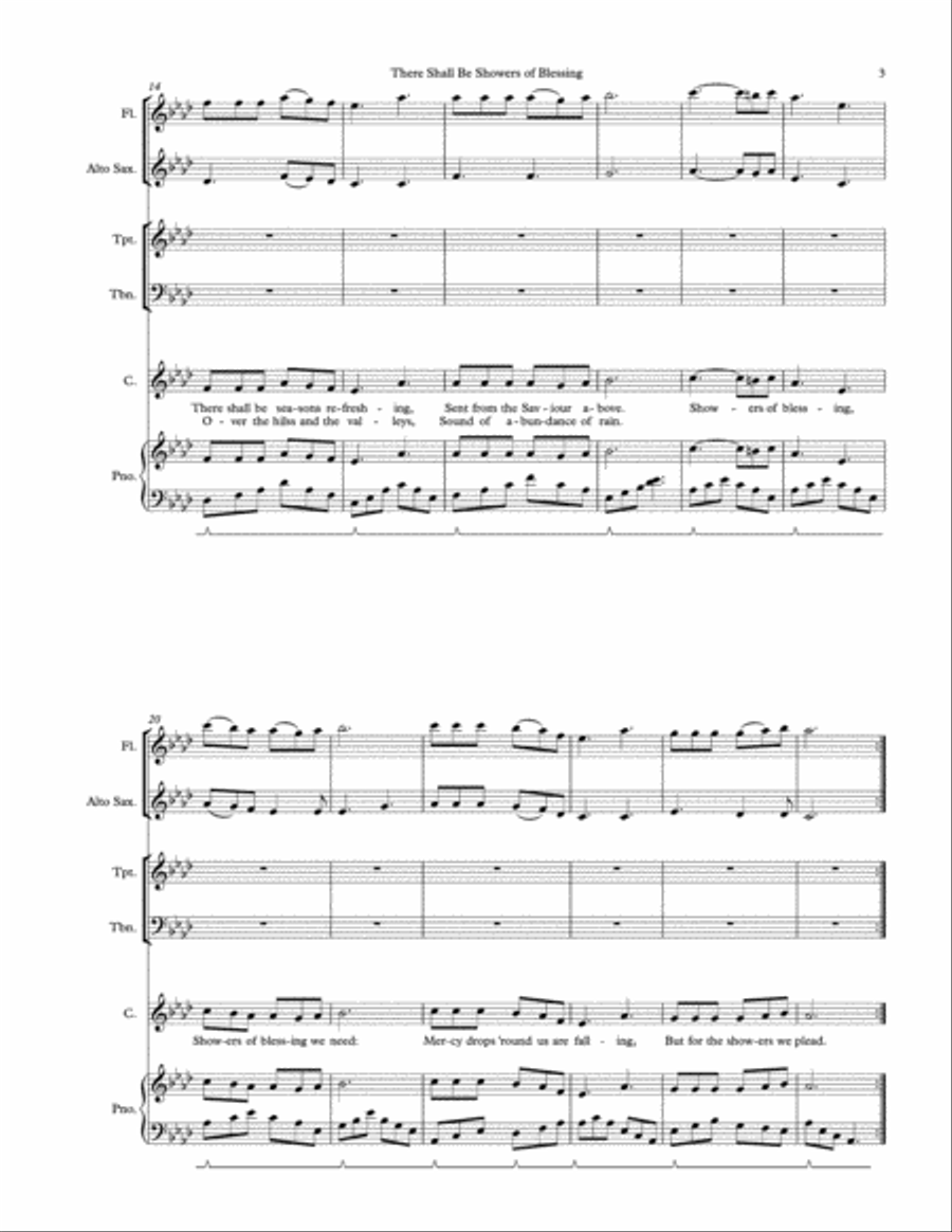 There Shall Be Showers of Blessing Unison Choir scores gallery preview page 3