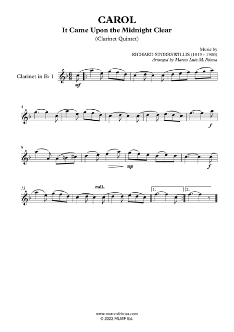 It Came Upon the Midnight Clear - Clarinet Quintet Clarinet Quintet scores gallery preview page 5
