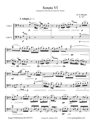 Book cover for Handel: Sonata No. 6 for Cello Duo