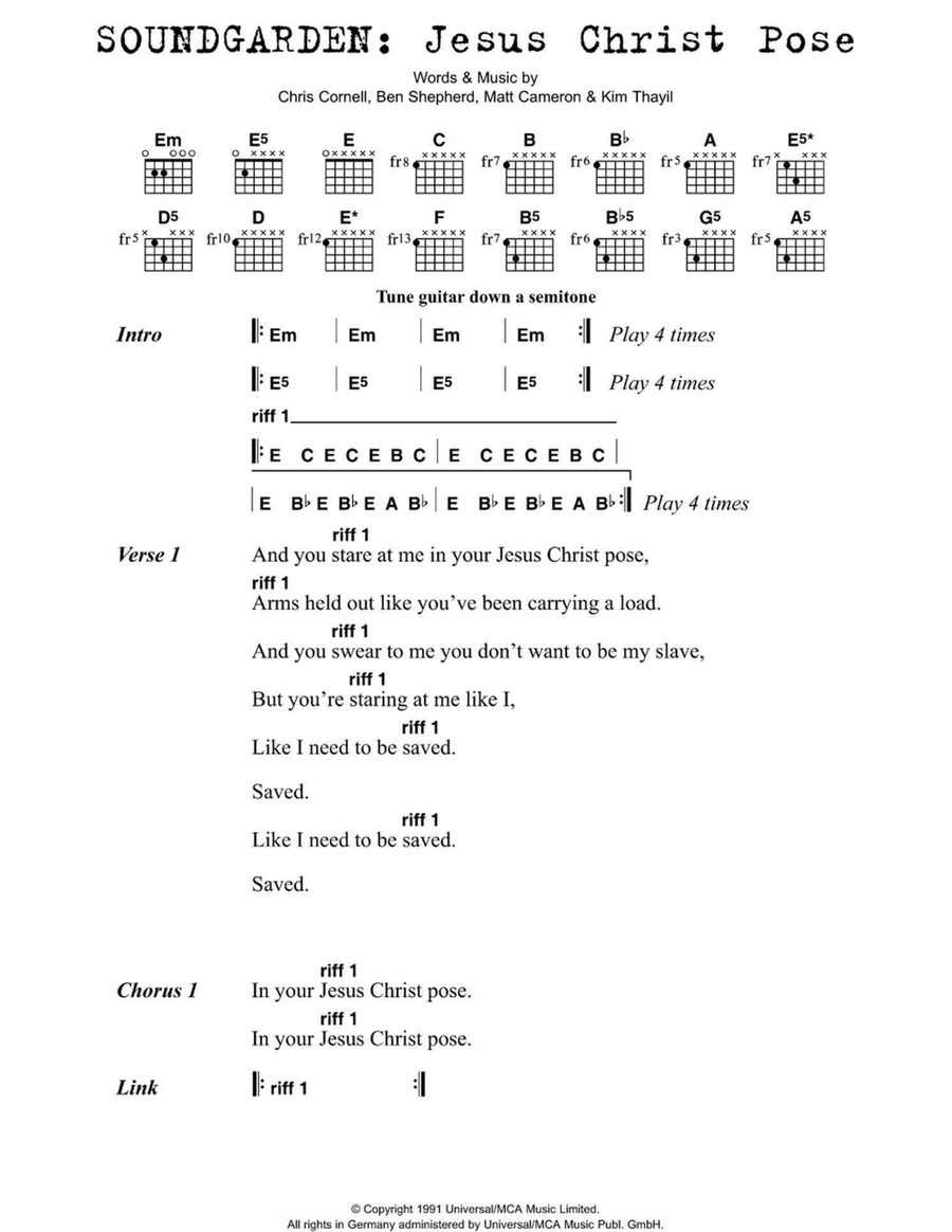 Jesus Christ Pose Jesus Christ Pose Easy Guitar scores gallery preview page 1