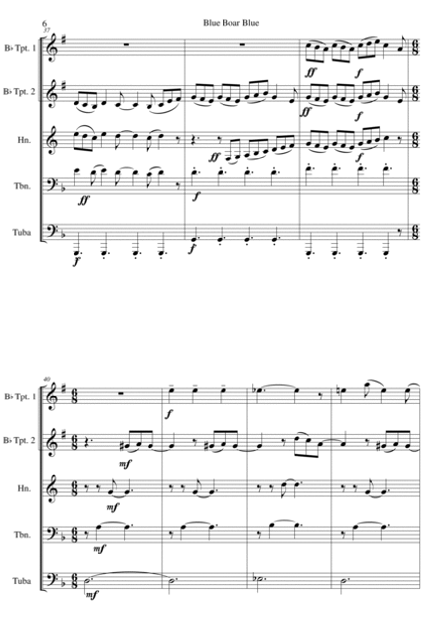 Blue Boar Blue for brass quintet Brass Quintet scores gallery preview page 6