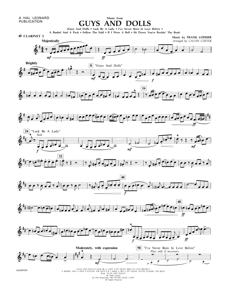 Music from Guys and Dolls (arr. Calvin Custer) - Cello