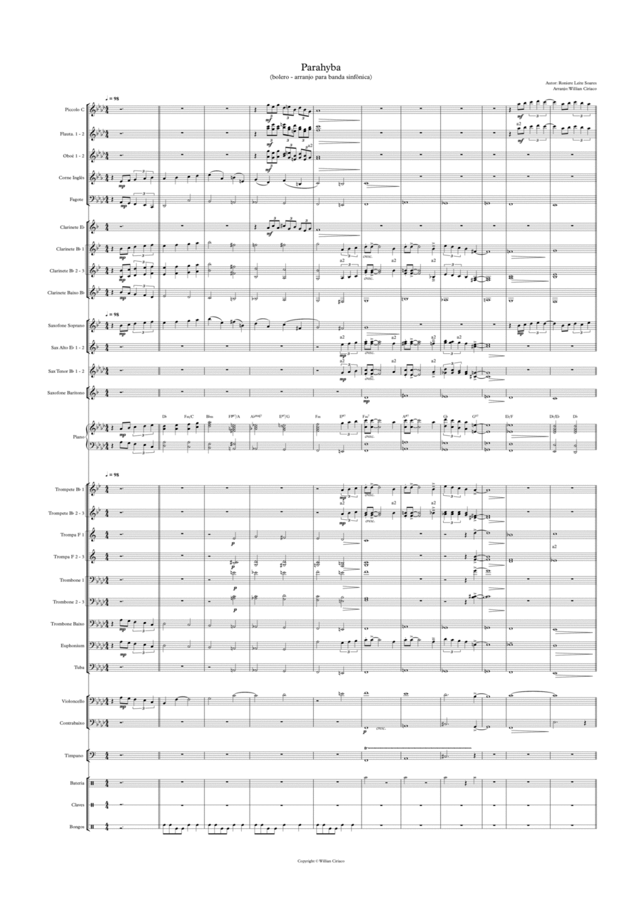 Parahyba (bolero) Concert Band scores gallery preview page 1