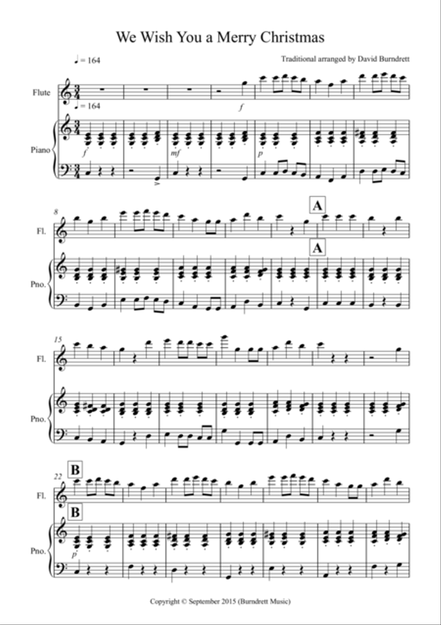 We Wish You a Merry Christmas for Flute and Piano Flute Solo scores gallery preview page 1