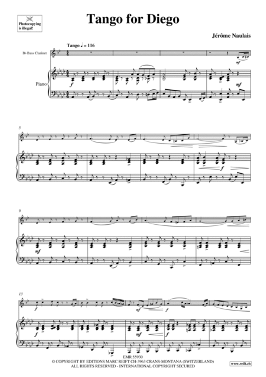 Tango for Diego Bass Clarinet scores gallery preview page 5
