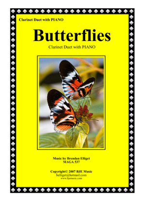 Butterflies - Clarinet Duet with Piano Accompaniment Score and Parts PDF