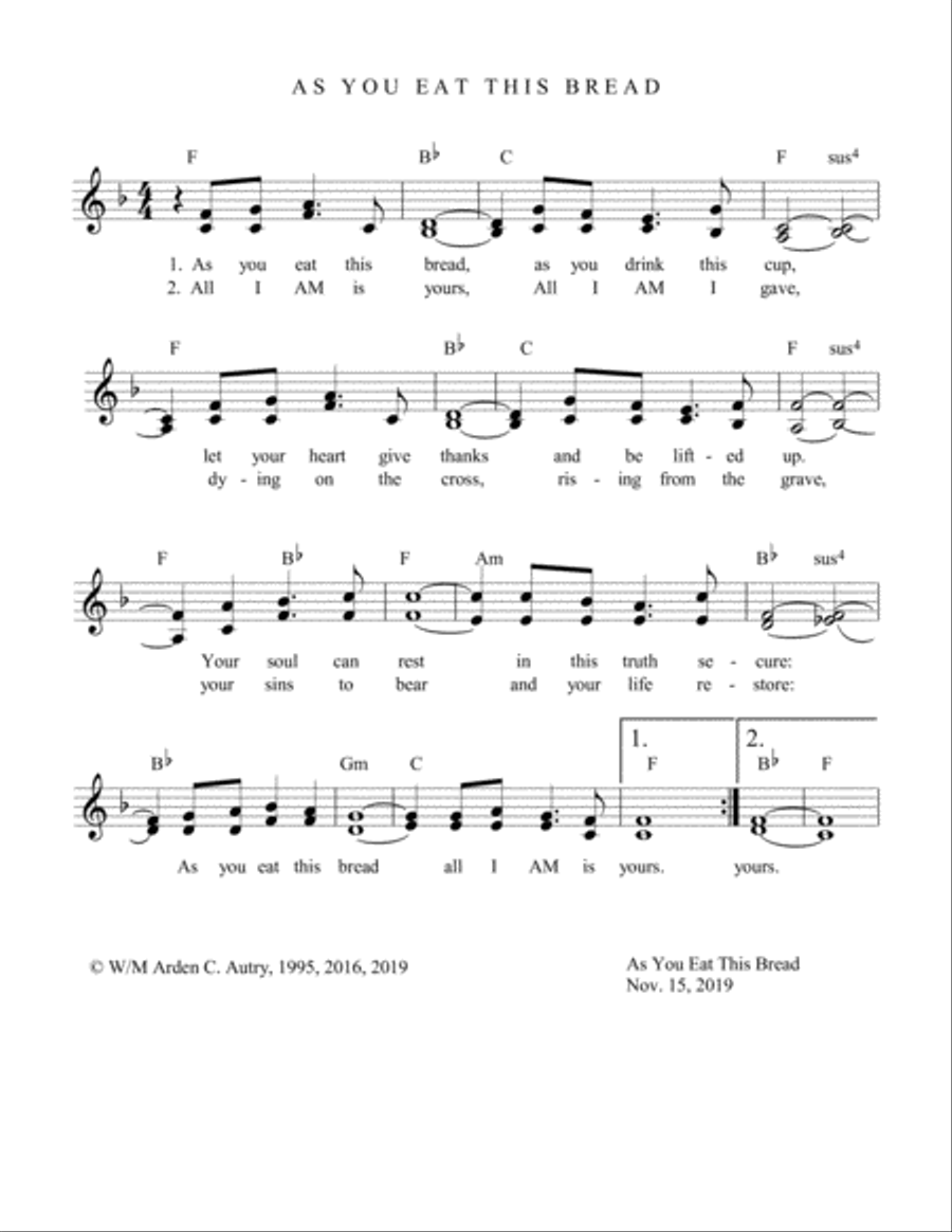 As You Eat This Bread Vocal Duet scores gallery preview page 1
