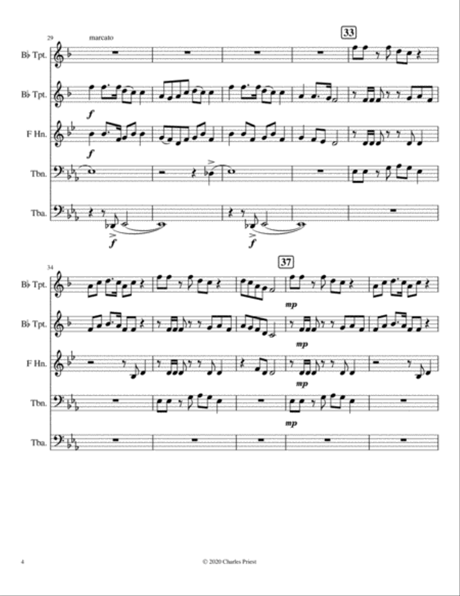 The Morning Trumpet (with Happy Land) Brass Ensemble scores gallery preview page 5
