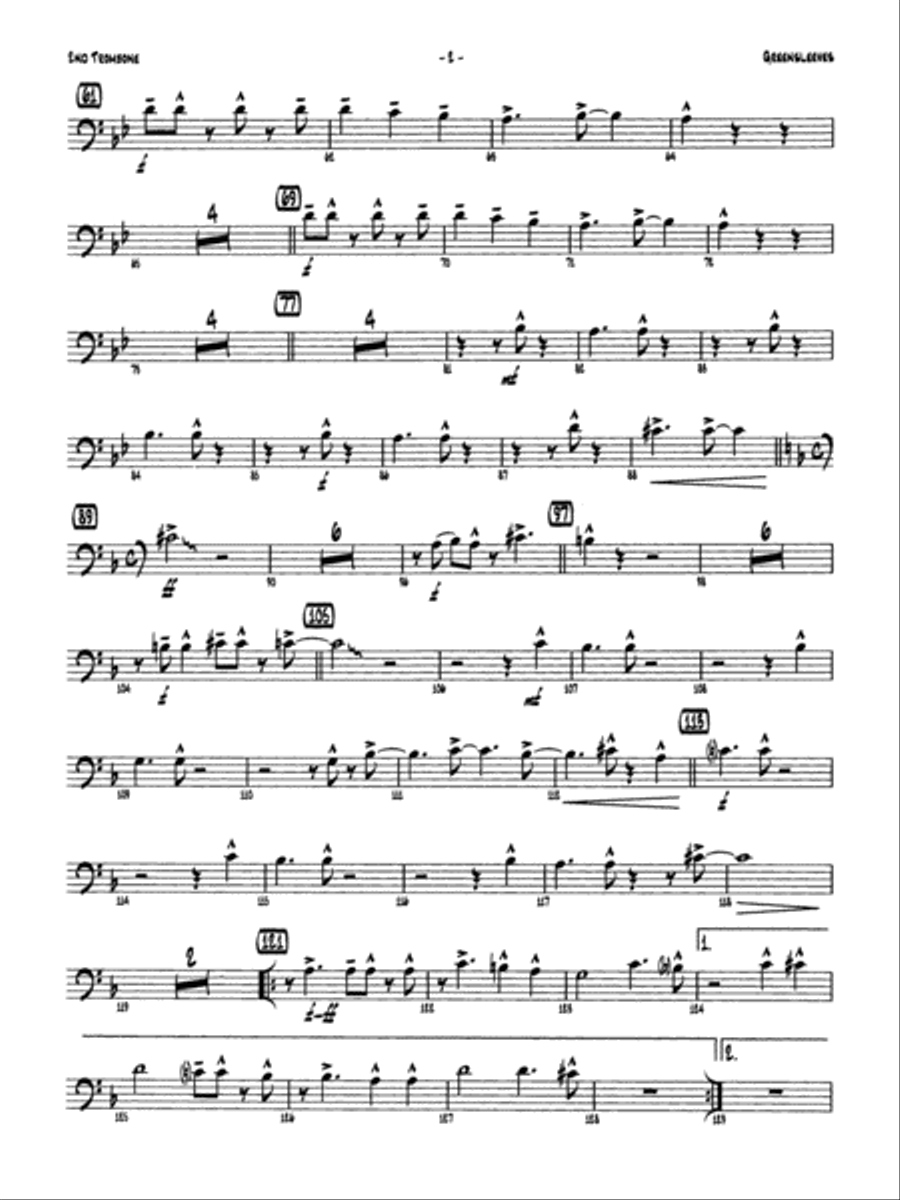 Greensleeves: 2nd Trombone Jazz Ensemble scores gallery preview page 2