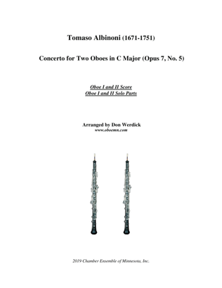 Book cover for Concerto for Two Oboes in C Major, Op. 7 No. 5