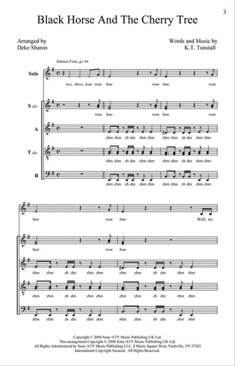 Black Horse and the Cherry Tree Divisi scores gallery preview page 2