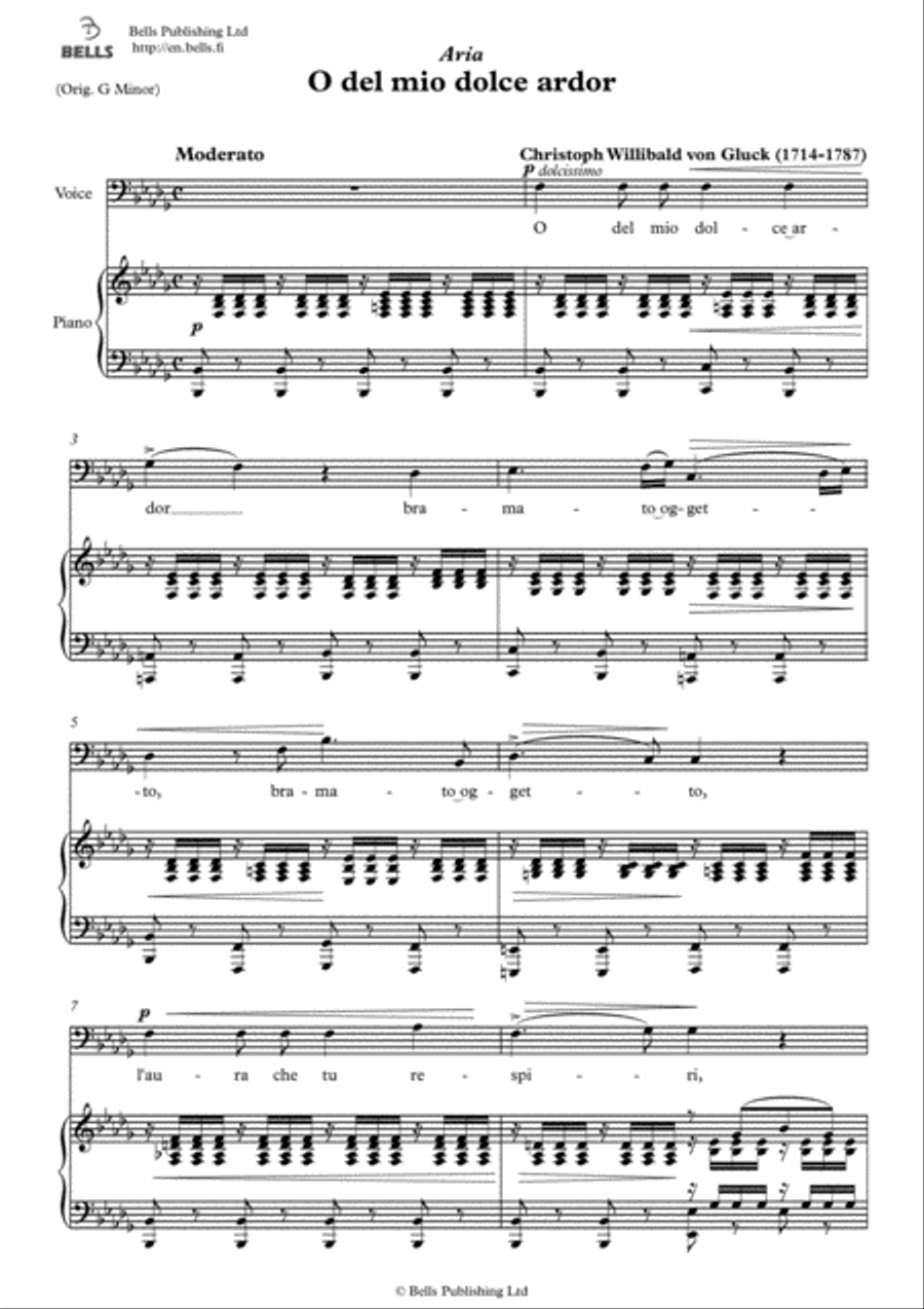 O del mio dolce ardor (B-flat minor) Voice Solo scores gallery preview page 1
