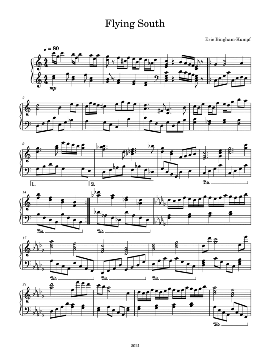 Flying South Flying South Piano Solo scores gallery preview page 1