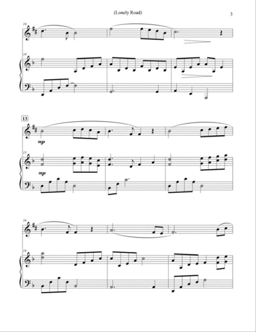 Lonely Road - Alto Sax & Piano Alto Saxophone scores gallery preview page 3