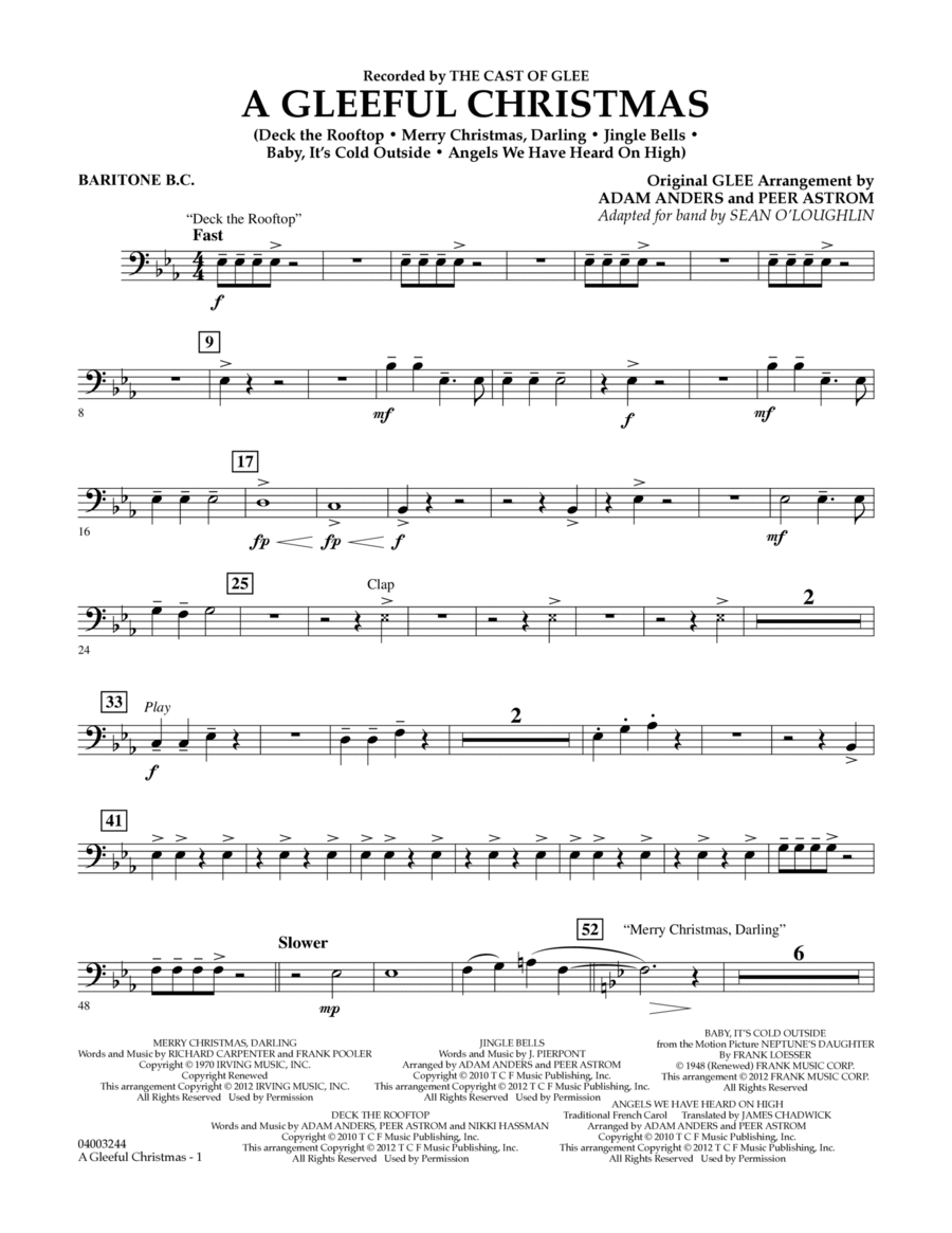 A Gleeful Christmas - Baritone B.C. Concert Band scores gallery preview page 1