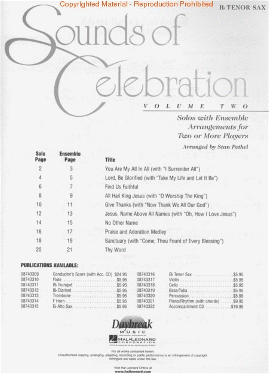 Sounds of Celebration – Volume 2 Tenor Saxophone scores gallery preview page 2