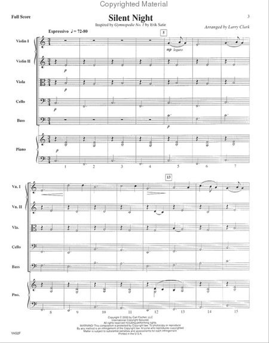 Silent Night (Inspired By Gymnopedie No. 1 By Erik Satie) String Orchestra scores gallery preview page 2