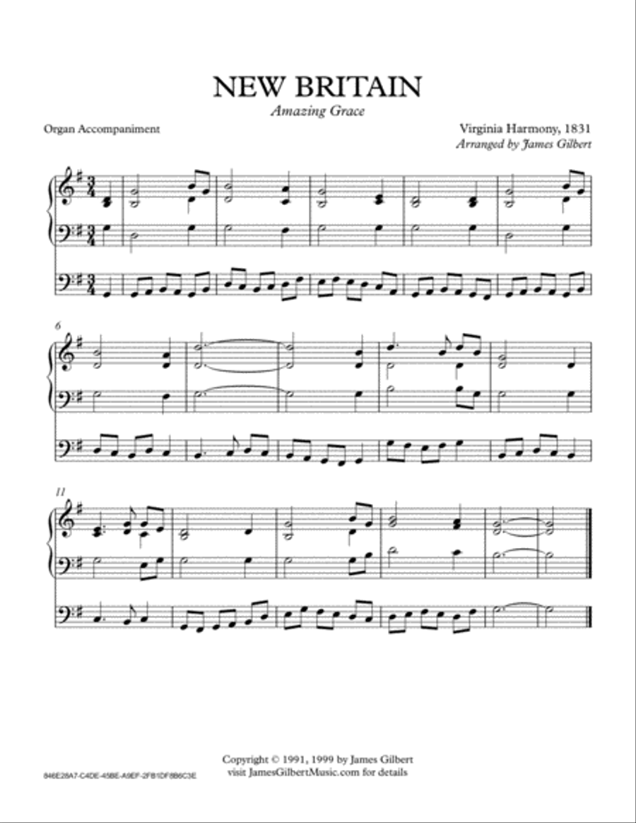 NEW BRITAIN (Amazing Grace) Organ Solo scores gallery preview page 1