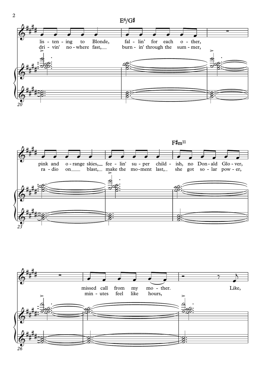 Golden Hour Piano, Vocal scores gallery preview page 2