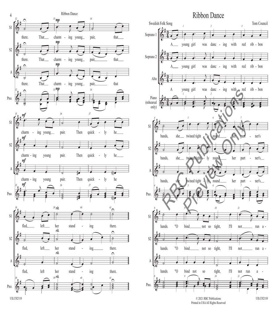 Ribbon Dance (SSA) Ribbon Dance (SSA) SSA scores gallery preview page 2