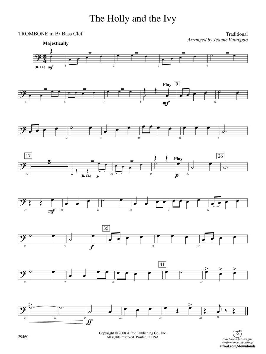 The Holly and the Ivy: (World Part) 1st B-flat Trombone B.C.