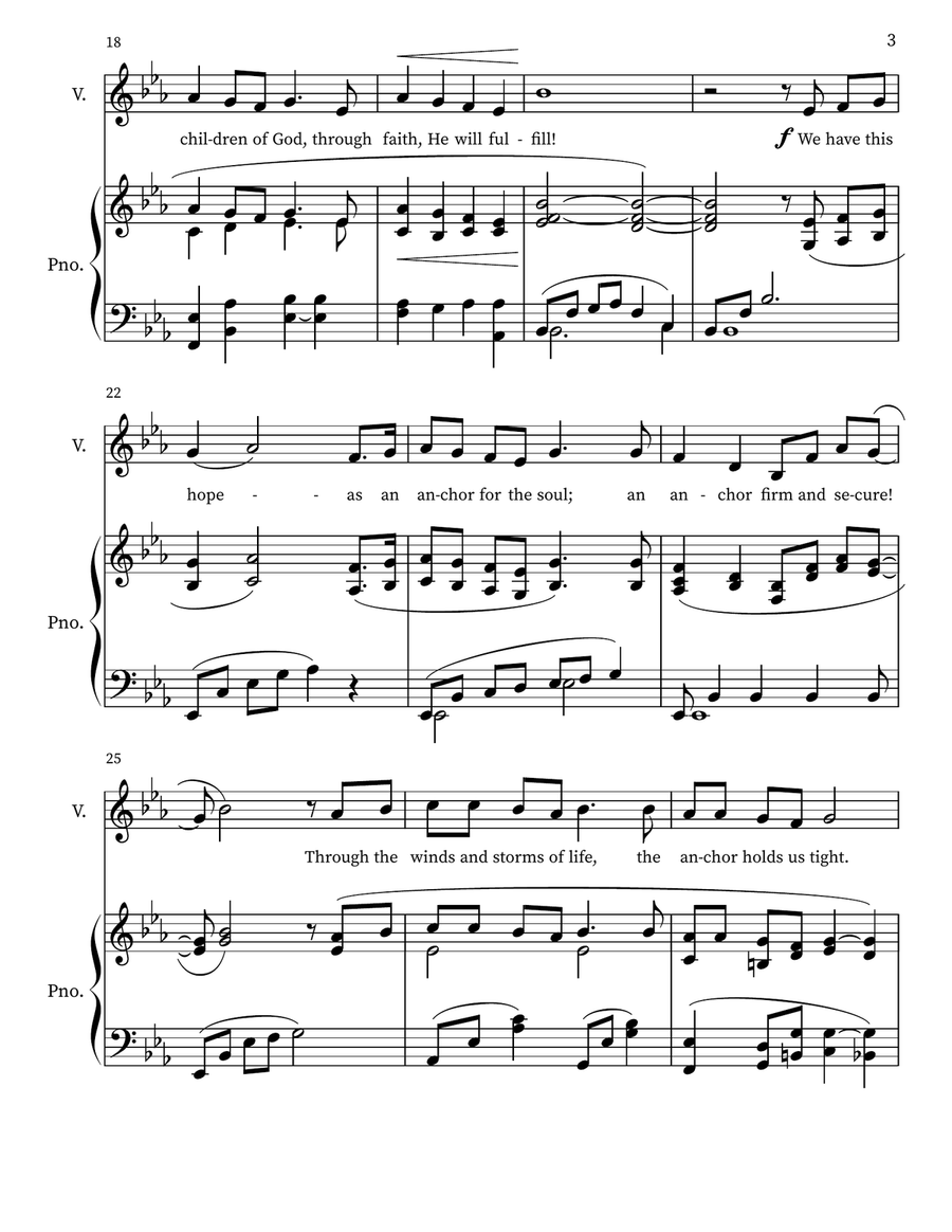 Jesus Is the Anchor of My Soul (Hebrews 6:19 Unison Choir or Solo) Unison Choir scores gallery preview page 3