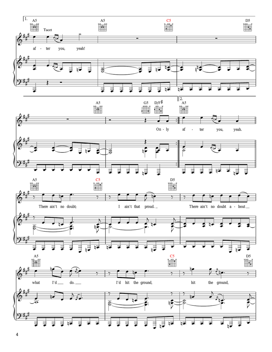 Hit The Ground Running (I Hit The Ground) Piano, Vocal, Guitar scores gallery preview page 4