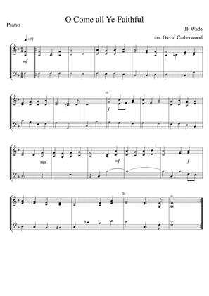 O Come all Ye Faithful arranged for easy piano by David Catherwood