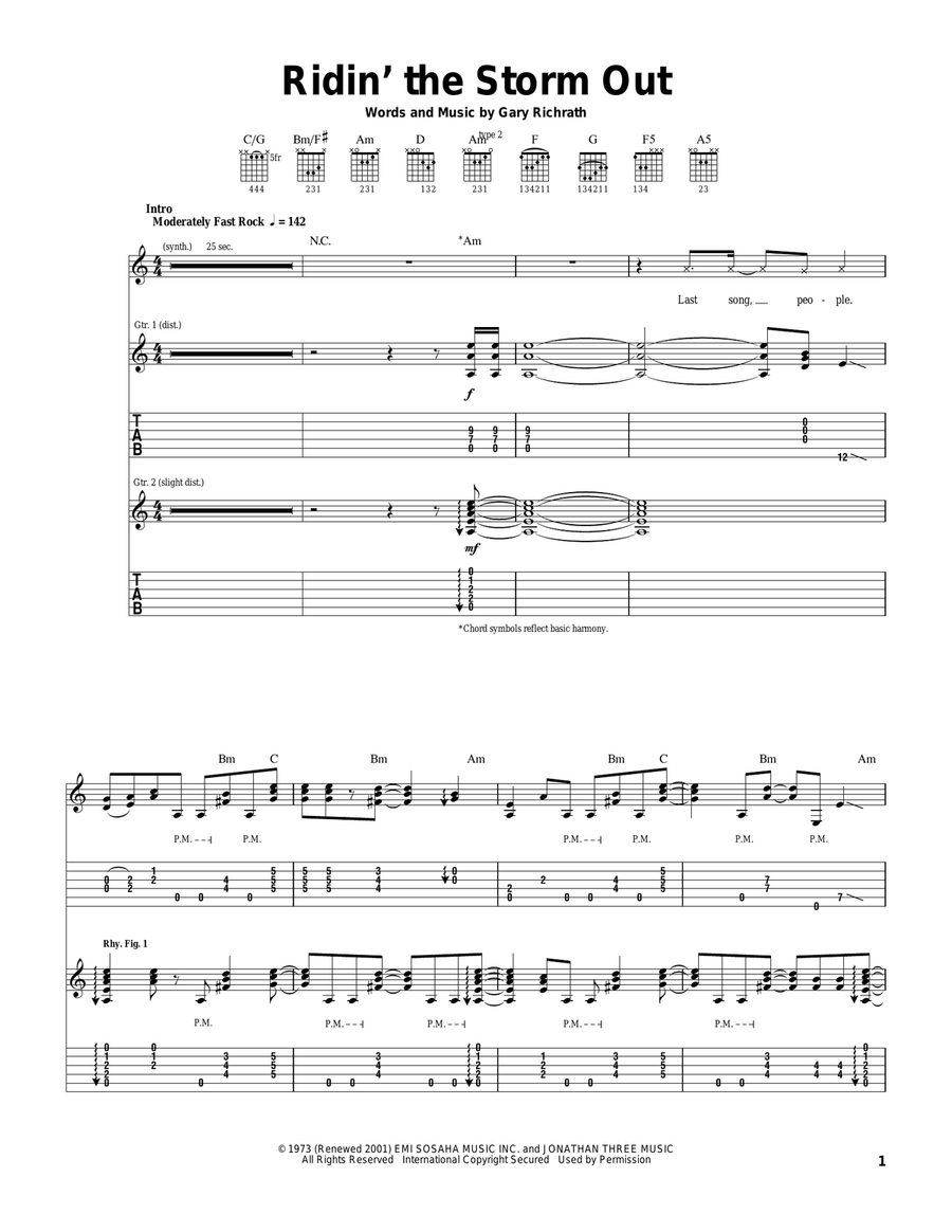 Ridin' The Storm Out Ridin' The Storm Out Acoustic Guitar scores gallery preview page 1