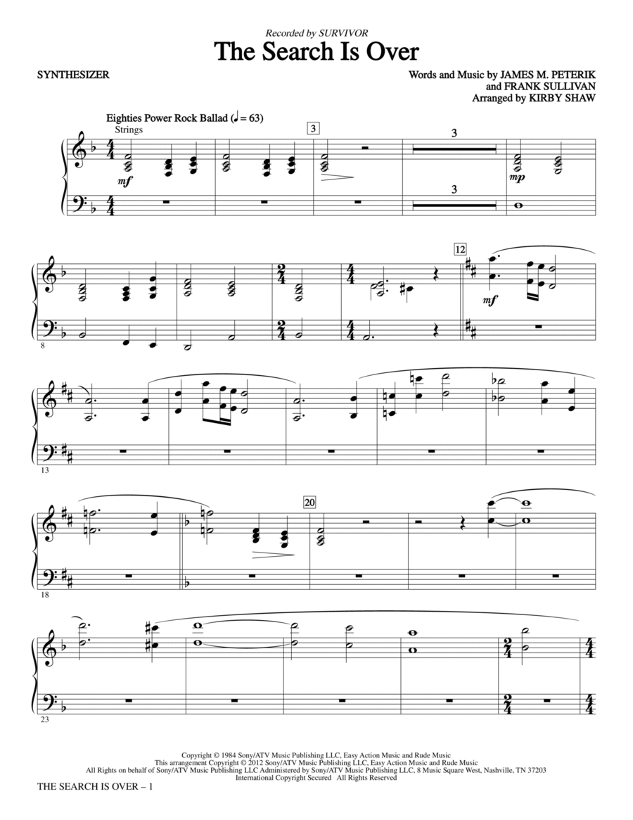 The Search Is Over - Synthesizer Choir scores gallery preview page 1