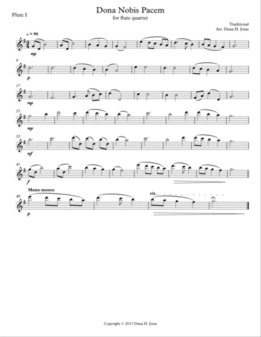 Dona Nobis Pacem for Flute Quartet Flute Quartet scores gallery preview page 4