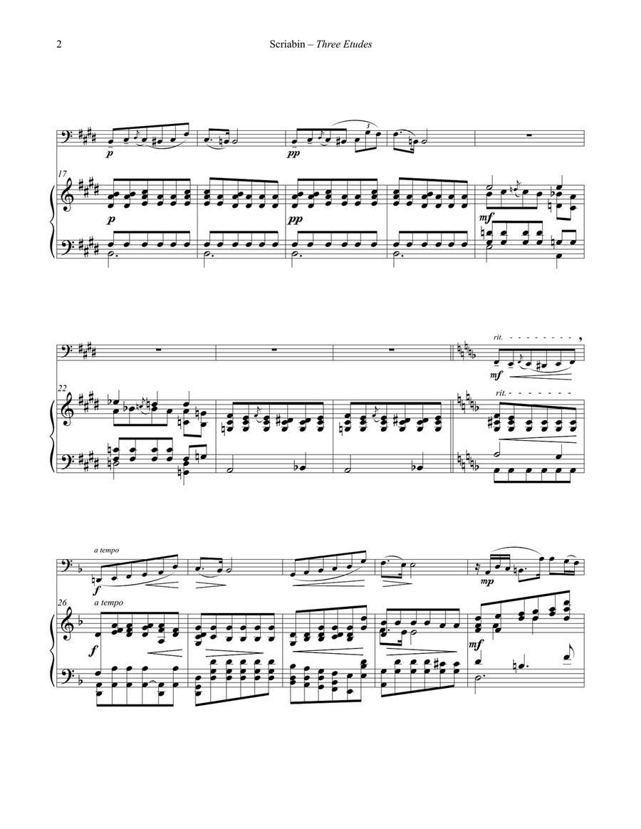 Three Etudes for Tuba or Bass Trombone and Piano Bass Trombone scores gallery preview page 2