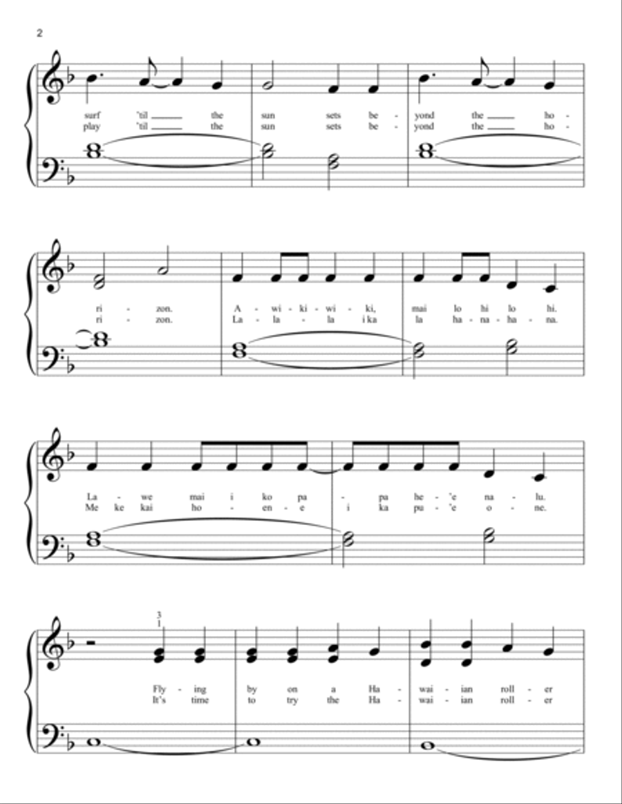 Hawaiian Roller Coaster Ride (from Lilo & Stitch) Easy Piano scores gallery preview page 2