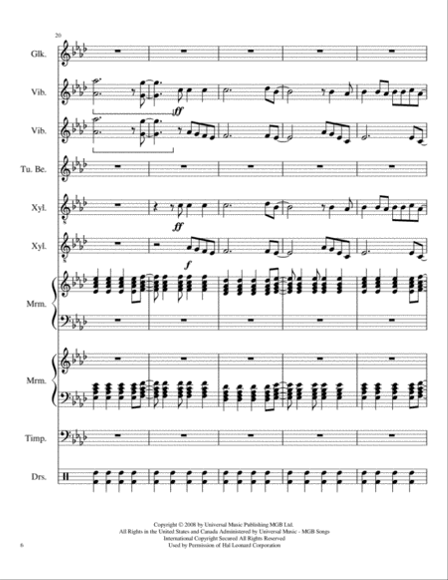 Viva La Vida Percussion Ensemble scores gallery preview page 6