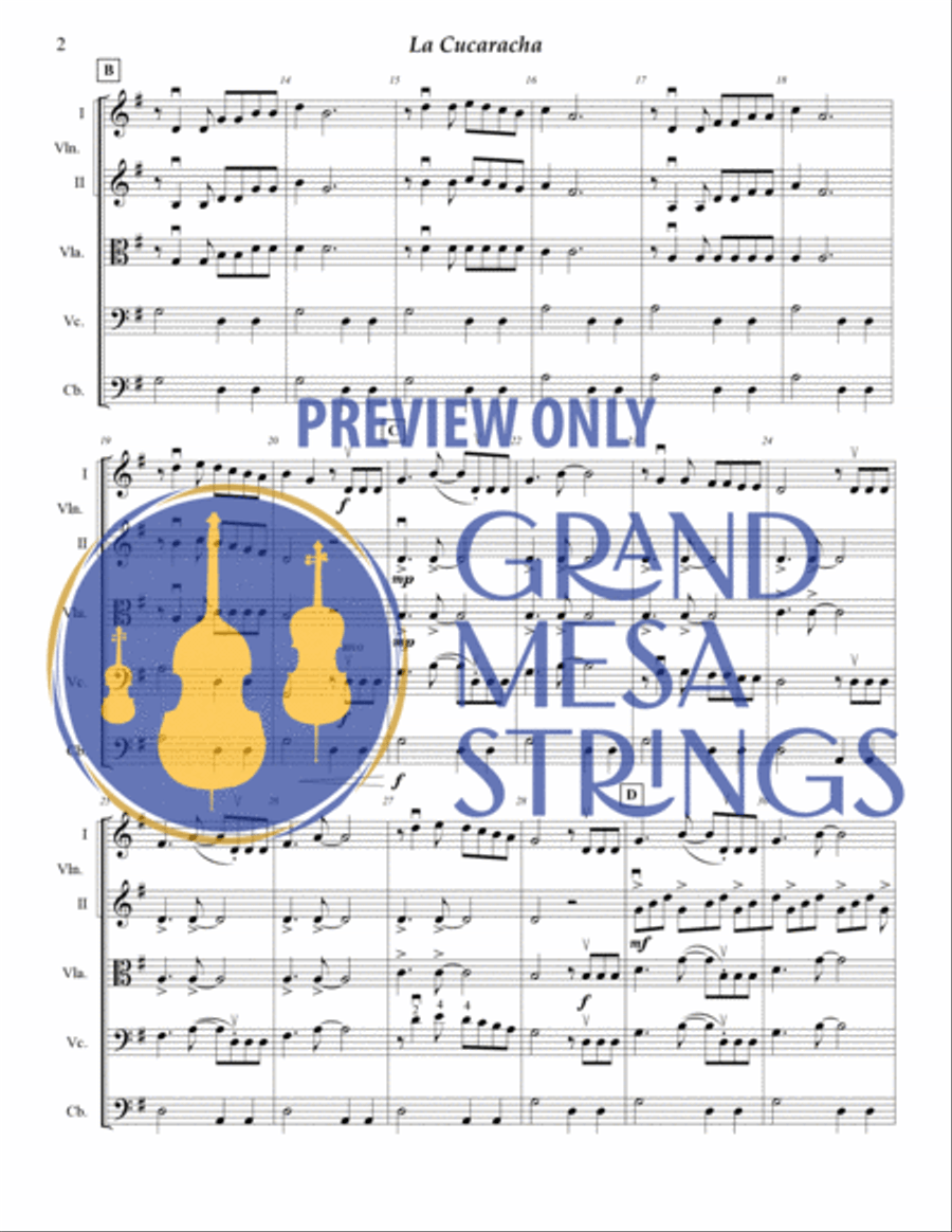 La Cucharacha La Cucharacha String Orchestra scores gallery preview page 3