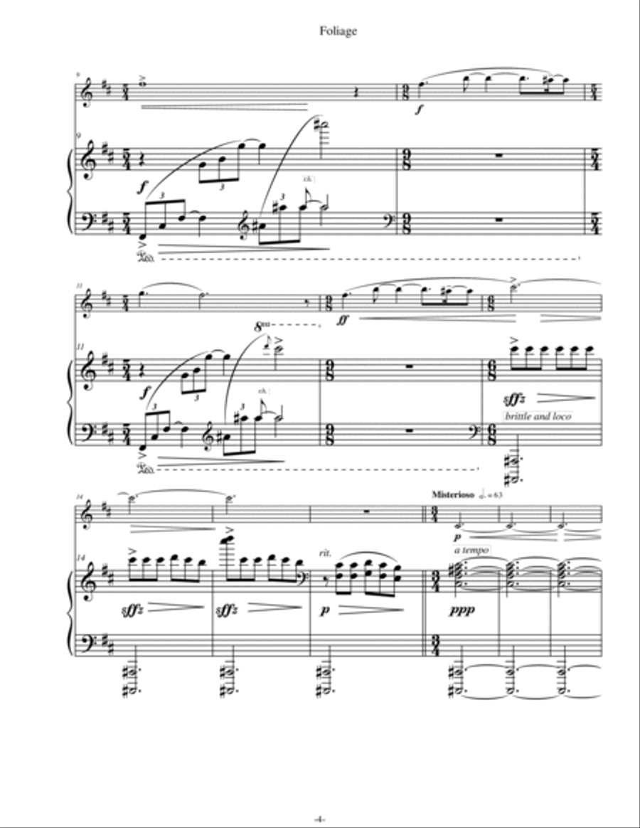 Foliage for Flute (or Violin) and Piano - Opus 8 Flute scores gallery preview page 4