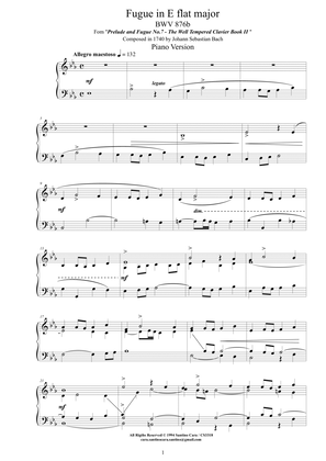 Bach - Fugue in E flat major BWV 876b - Piano version