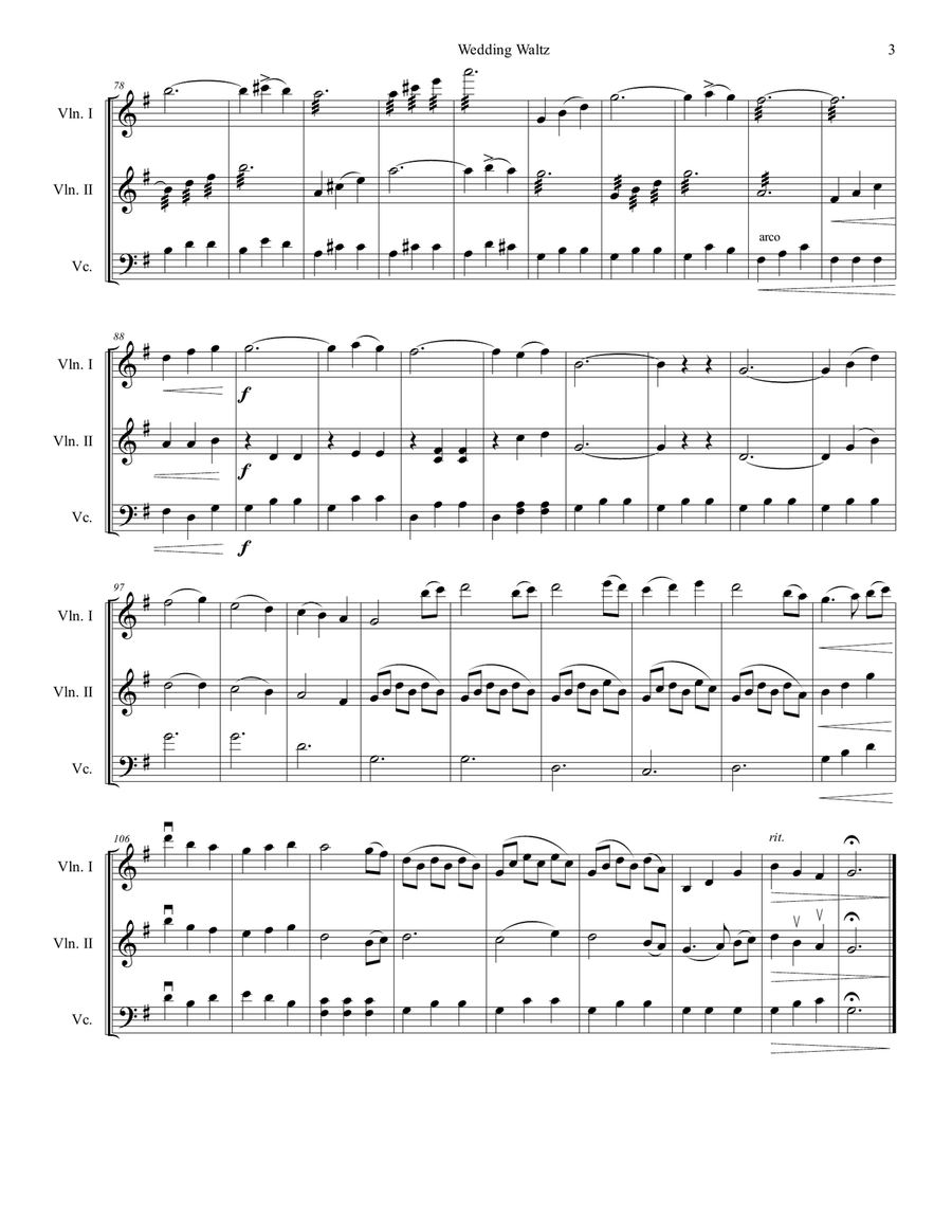 Wedding Waltz -- String Trio String Trio scores gallery preview page 3